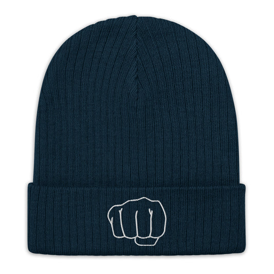 Smash Fist Recycled cuffed beanie navy
