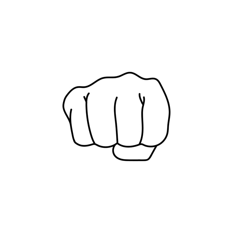 The SmashTee fist logo that is a fist that looks like it's going to fist bump you or punch you in the face