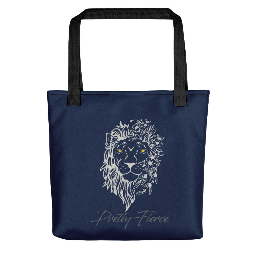 Lion Tote bag blue and white back