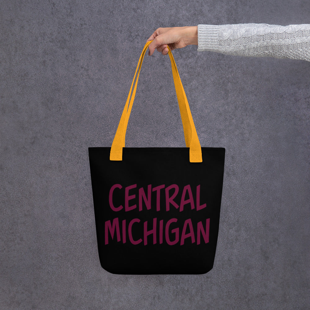 Central Michigan Black Tote bag with yellow straps