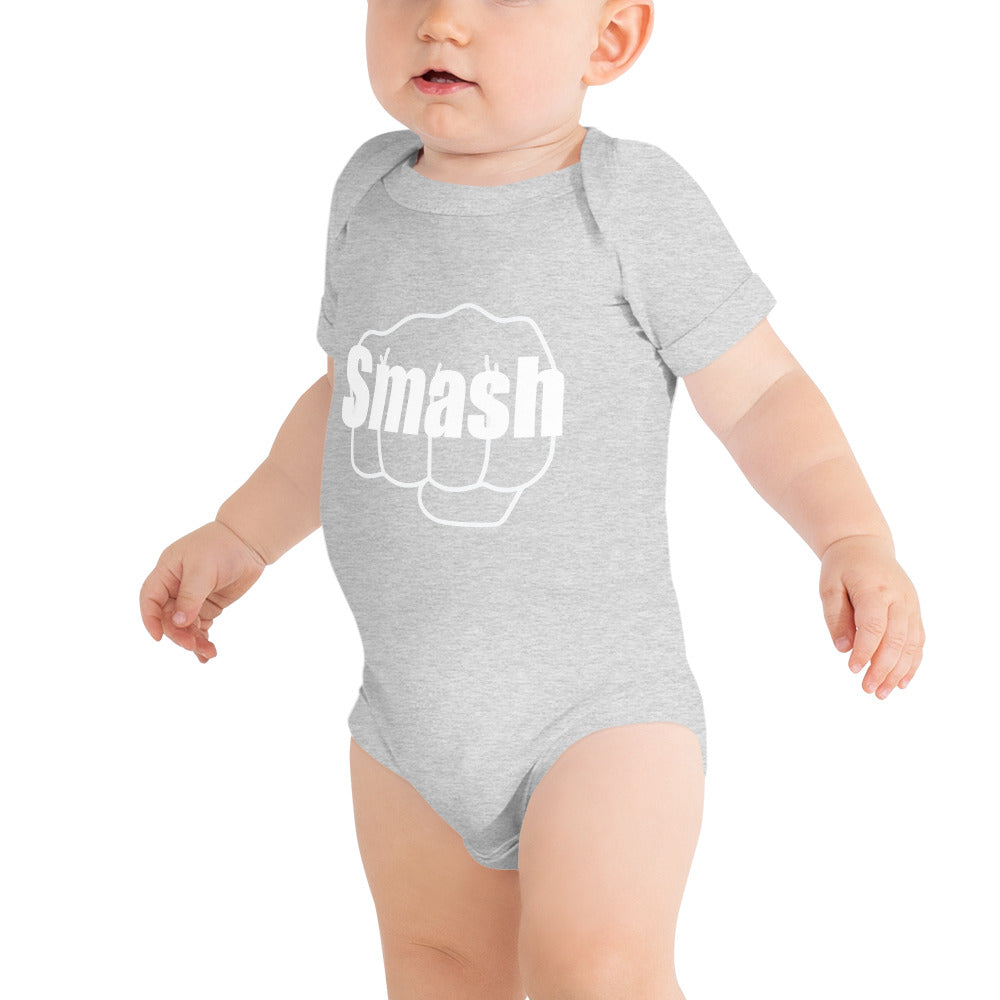 Smash Fist Baby short sleeve one piece athletic grey