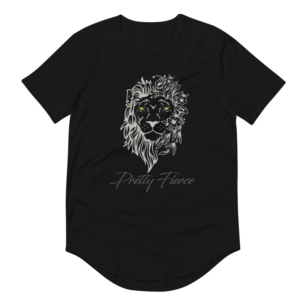 Lion curved hem t-shirt black