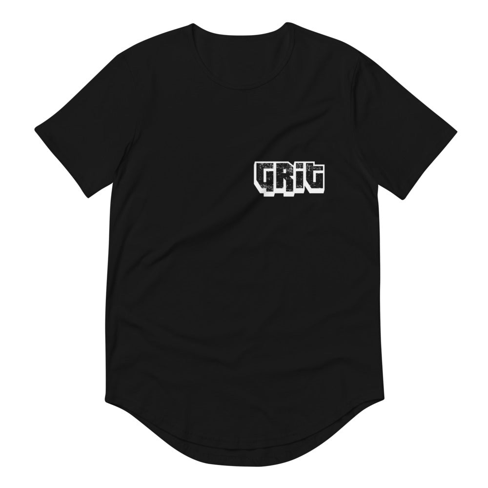 Grit Curved Hem T-Shirt black