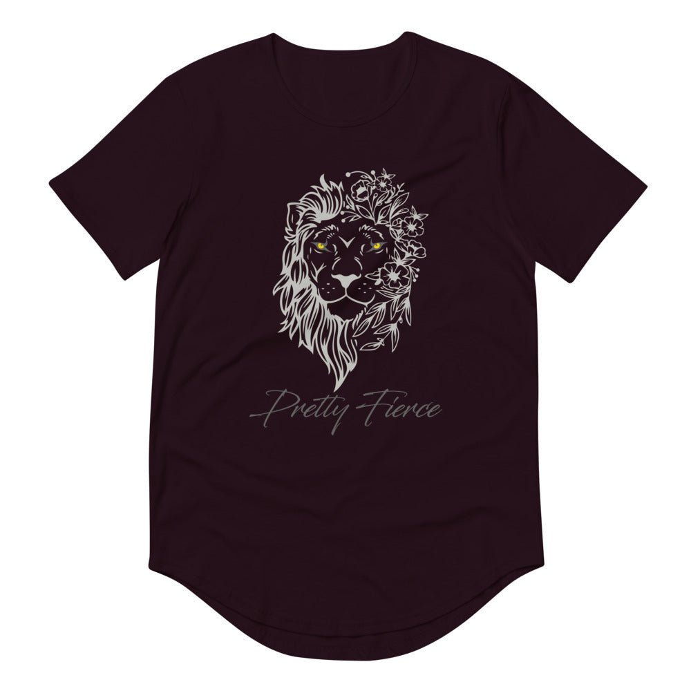 Lion curved hem t-shirt oxford black
