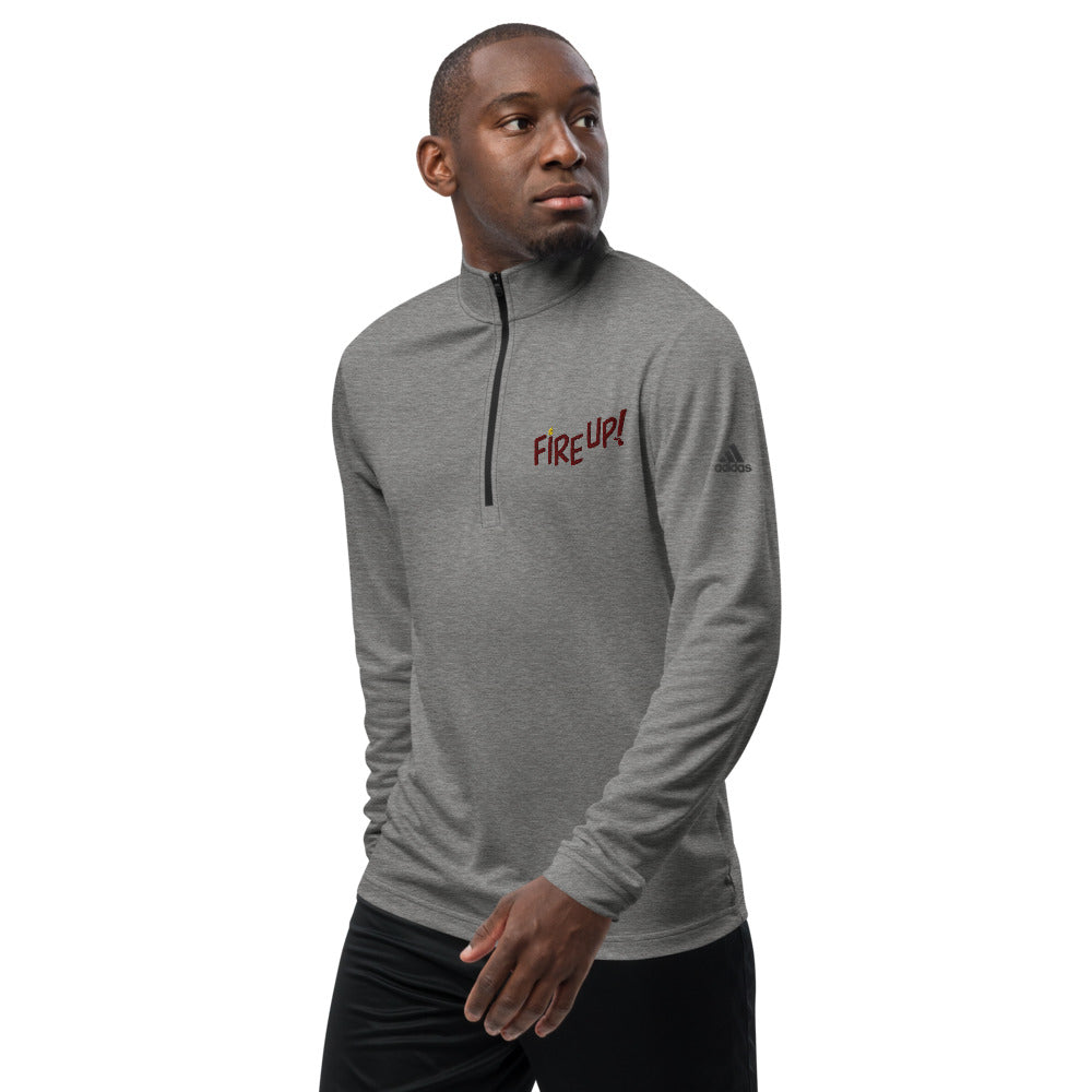 Fire Up! Quarter zip pullover grey side view