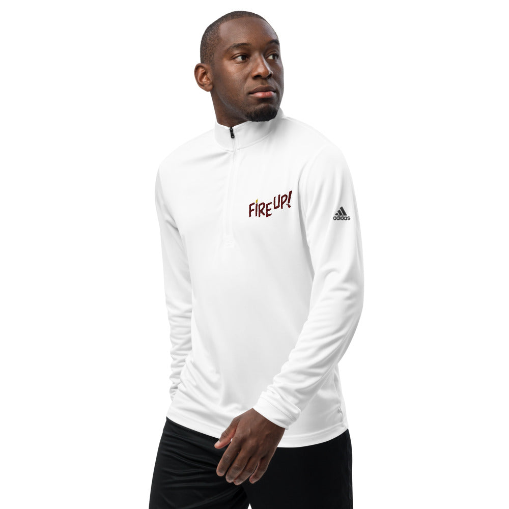 Fire Up! Quarter zip pullover white side view