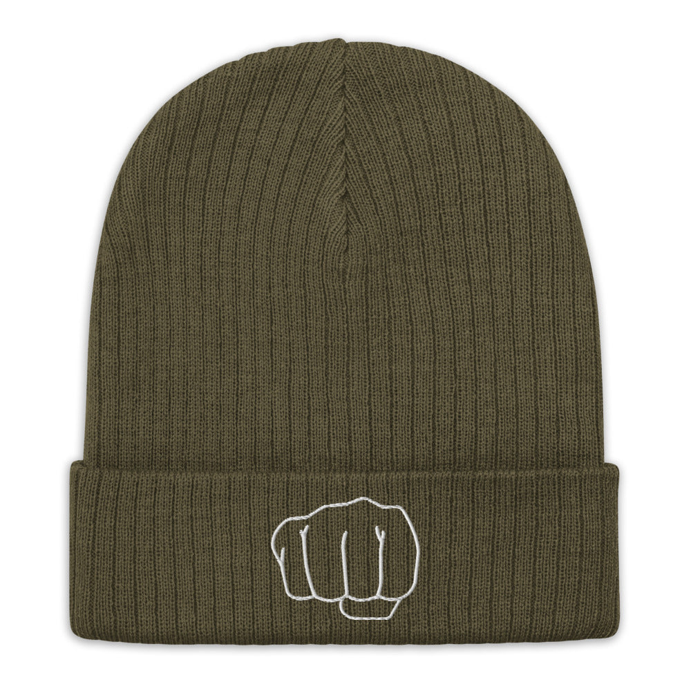 Smash Fist Recycled cuffed beanie olive