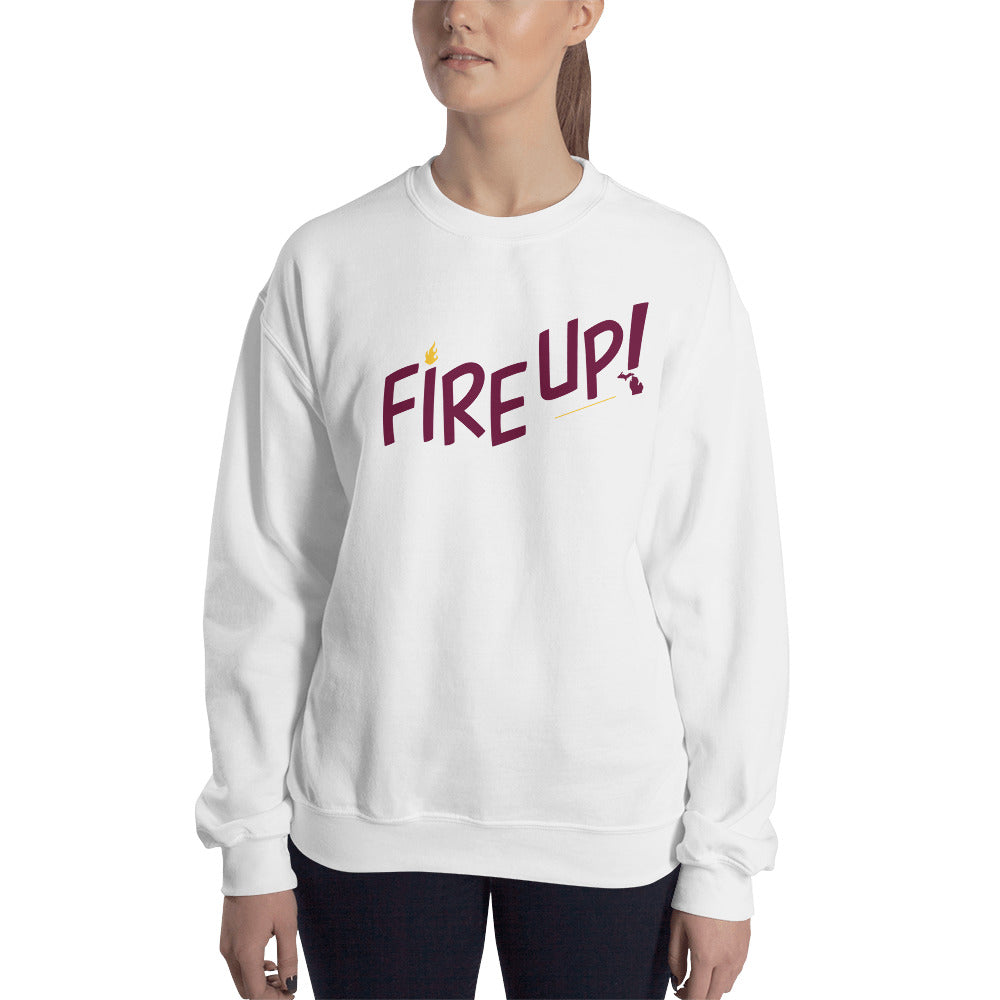 Fire Up! Full Unisex Sweatshirt white