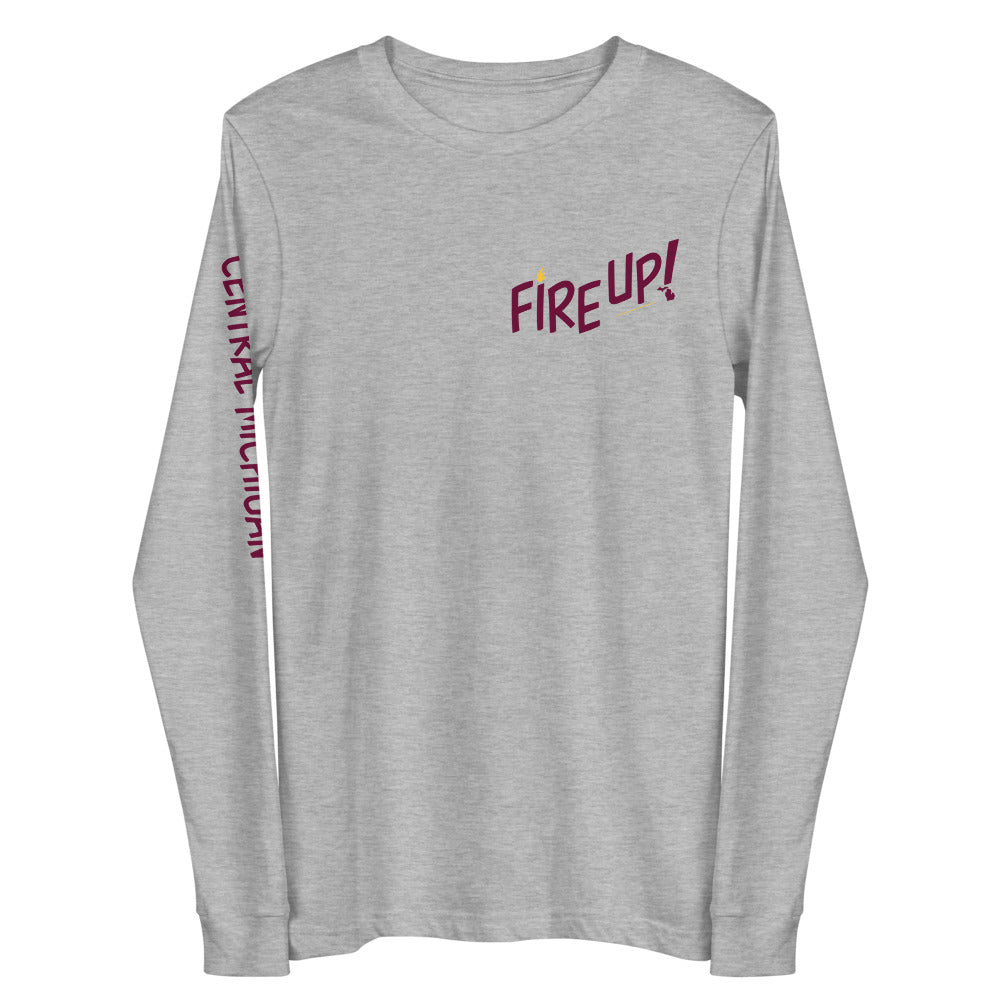 Fire Up! long sleeve tee with sleeve print athletic grey