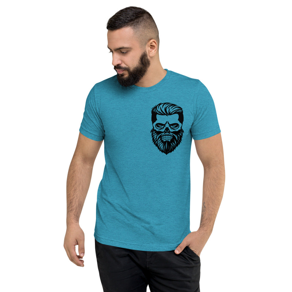 Skull Pocket Short sleeve t-shirt in aqua triblend