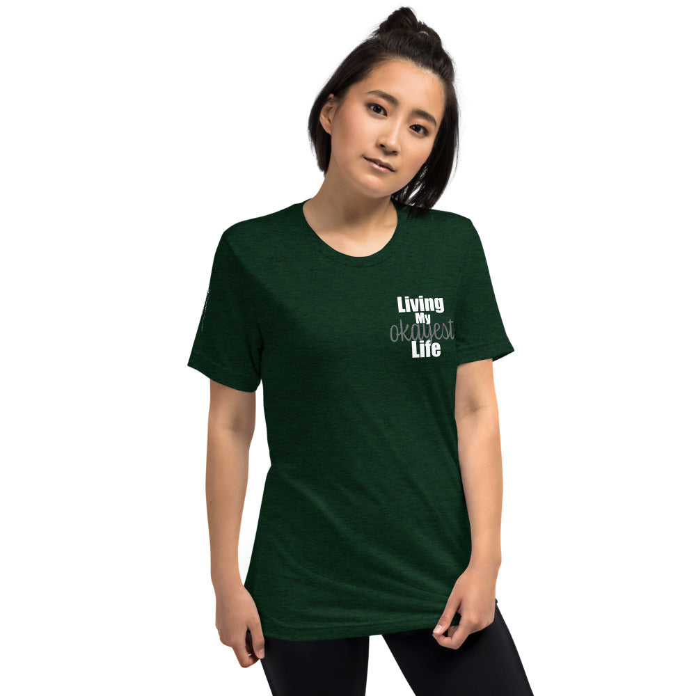 Okayest t-shirt with sleeve print emerald 1