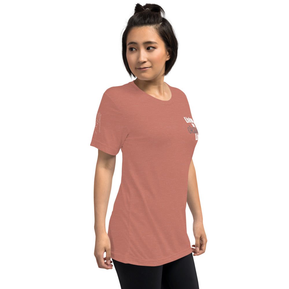 Okayest t-shirt with sleeve print in mauve 3