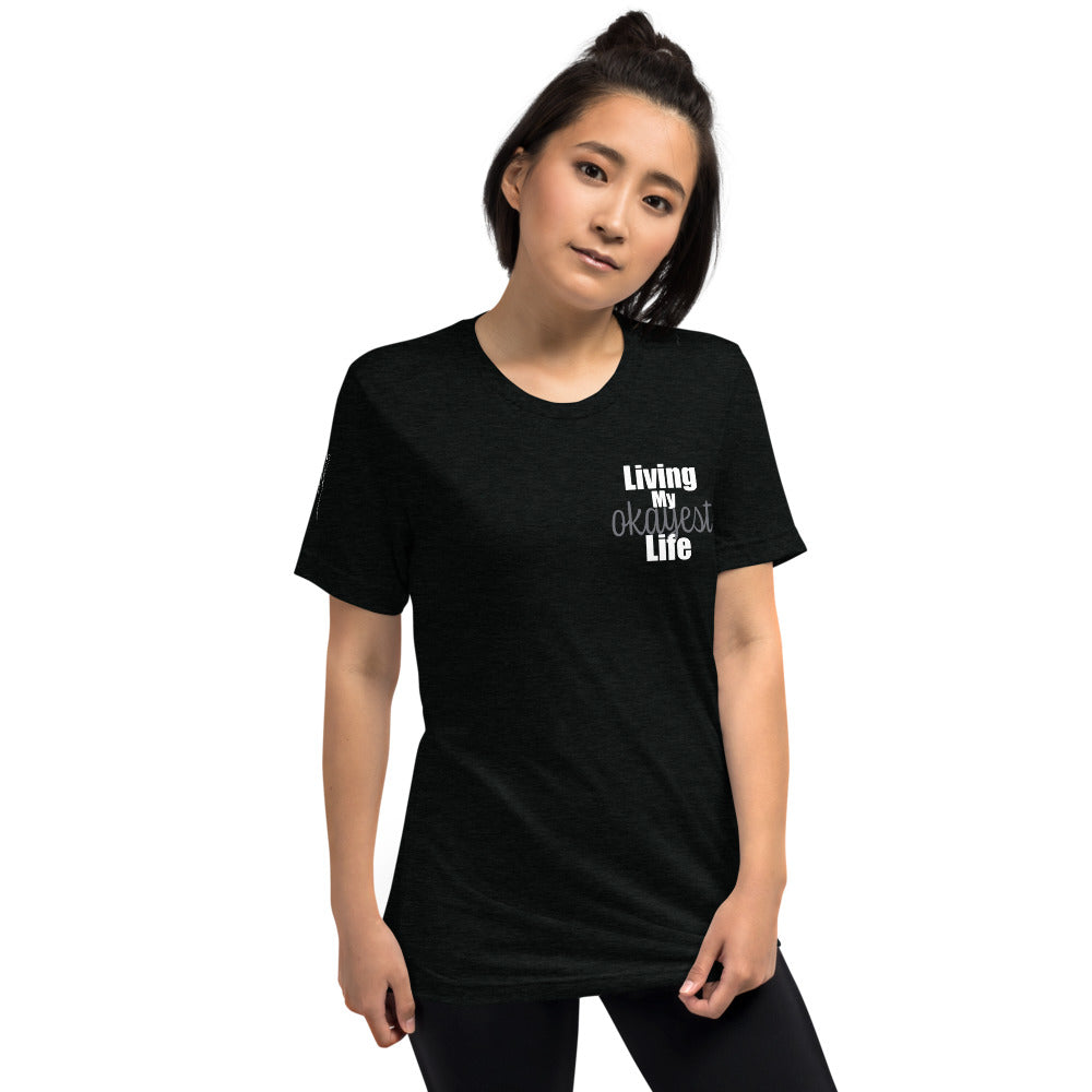 Okayest t-shirt with sleeve print solid black