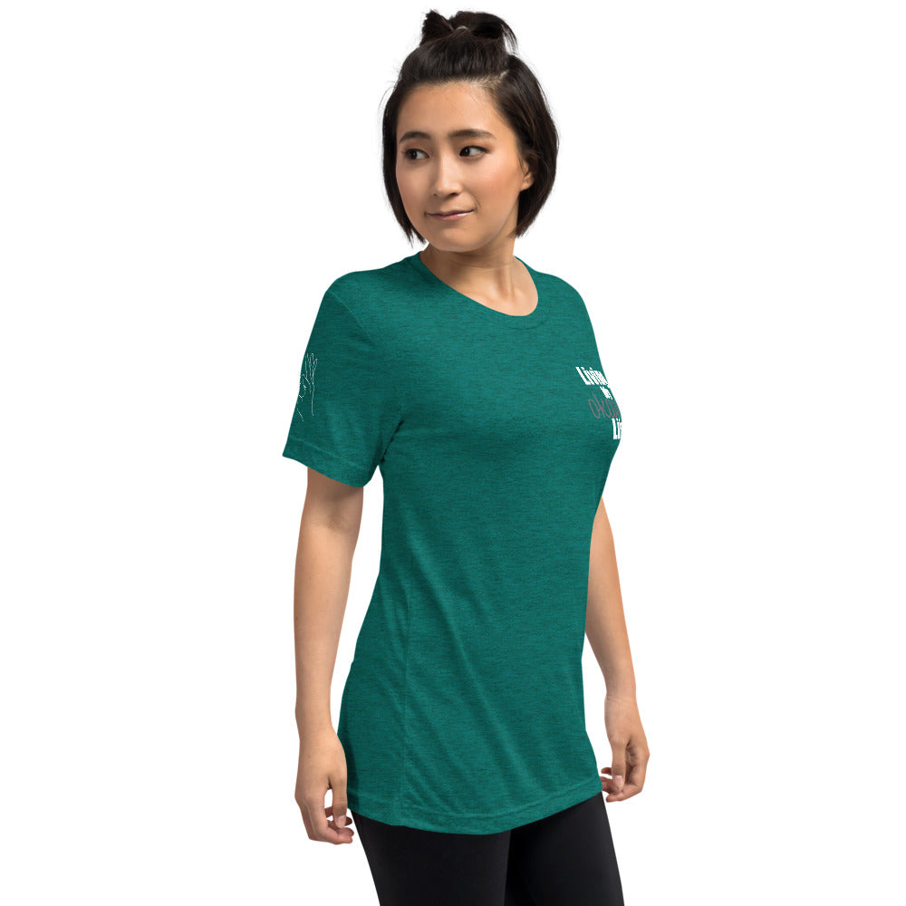 Okayest t-shirt with sleeve print teal 3