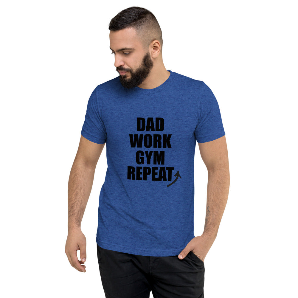 "Dad Work GYM Repeat" t-shirt dark letters royal