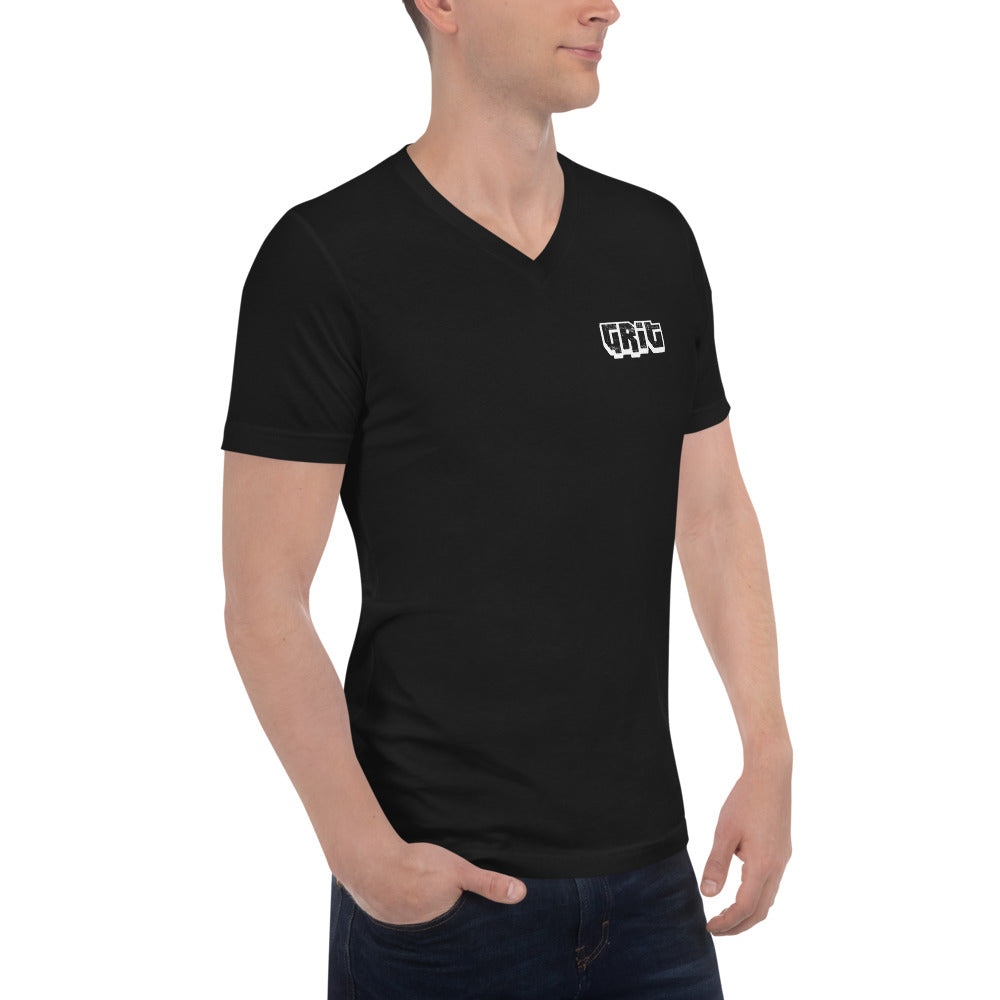 Grit Unisex V-Neck T-Shirt Black Side