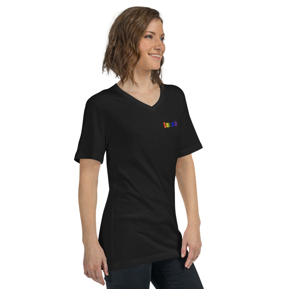 Smash Pride Unisex Short Sleeve V-Neck T-Shirt in Black 3