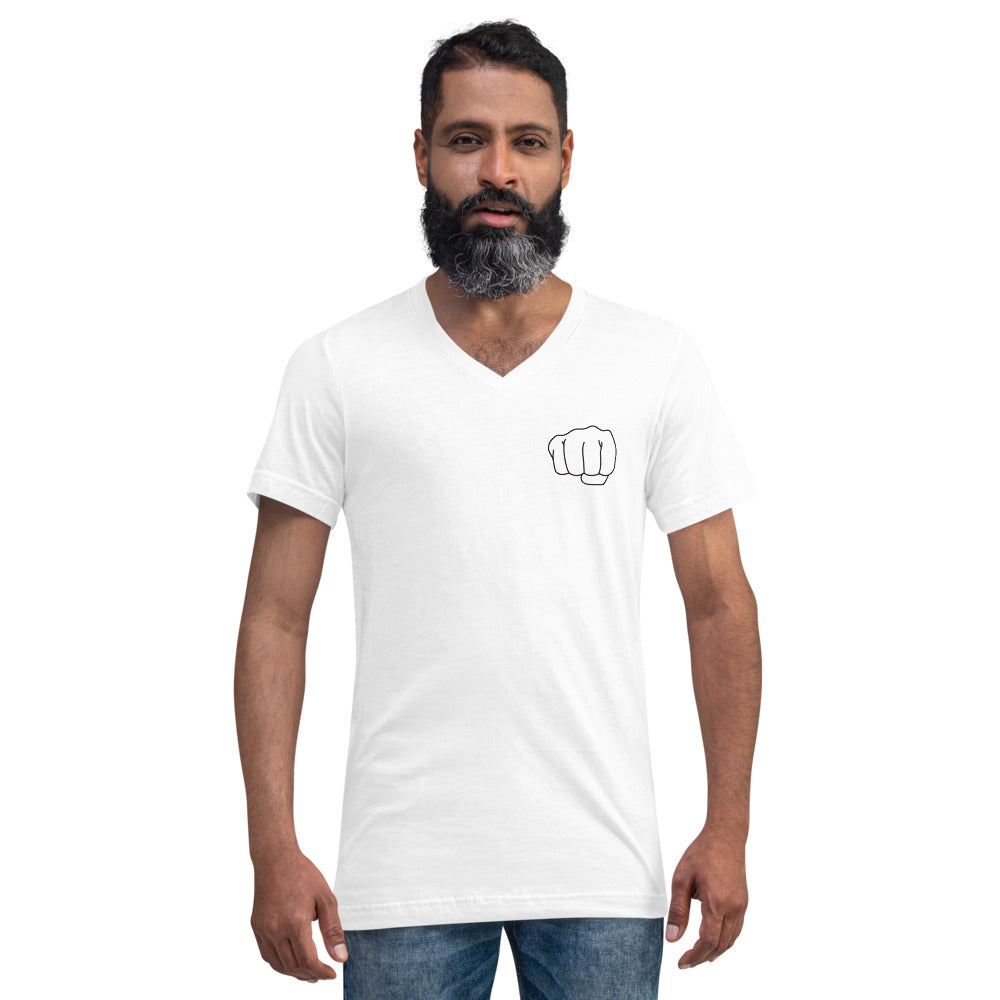 Smash Fist Unisex V-Neck T-Shirt White