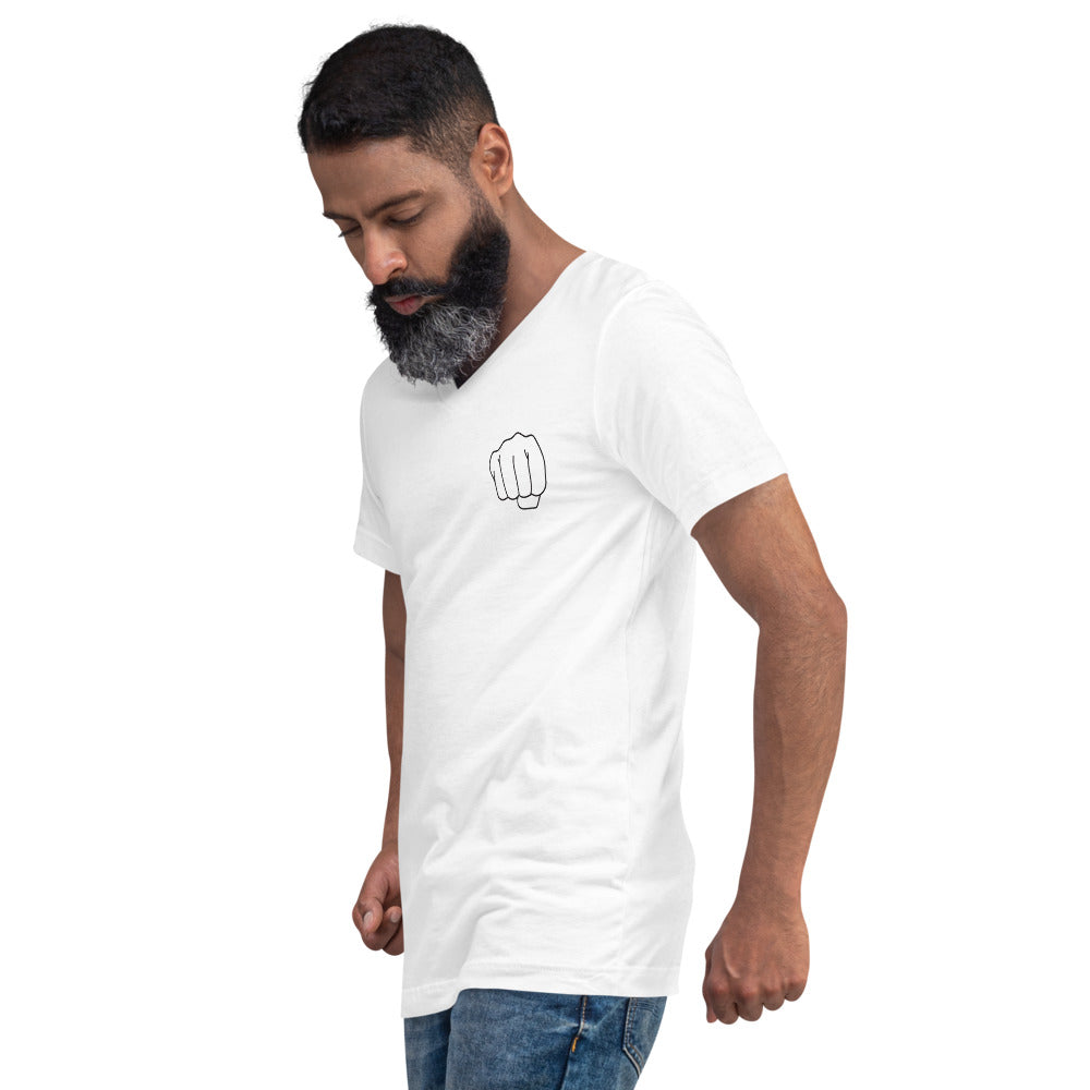 Smash Fist Unisex V-Neck T-Shirt White 2