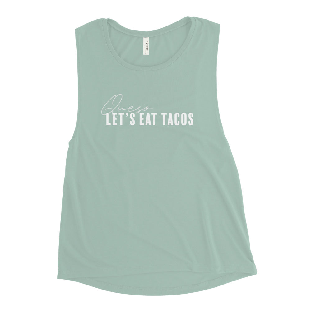 Queso Ladies’ Muscle Tank Dusty Blue