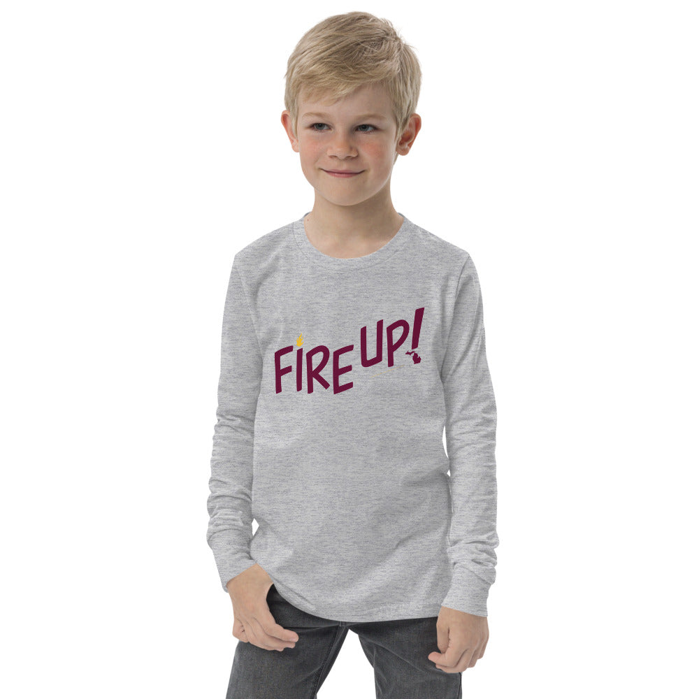 Fire Up! Youth long sleeve t-shirt athletic grey